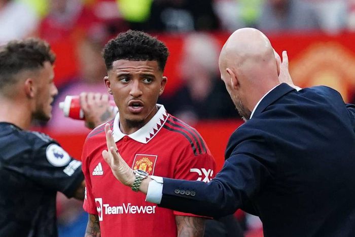 Manchester United winger Jadon Sancho and Erik ten Hag