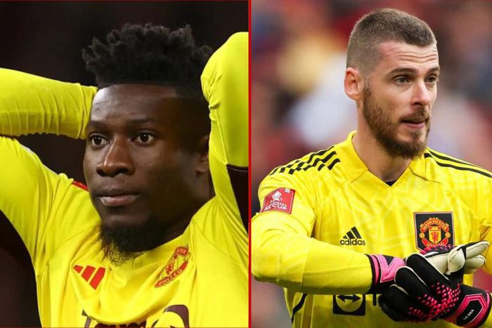 Manchester United goalkeeper Andre Onana and Free agent David De Gea ||
