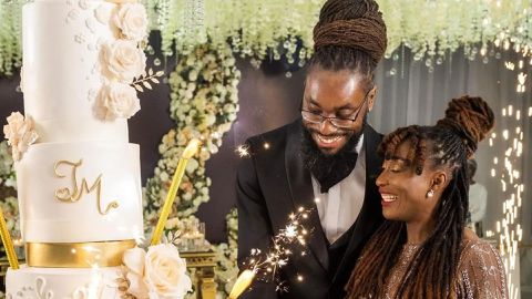 Africa's fastest woman shares her adorable white wedding photos