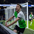Liverpool s Diogo Jota celebrates scoring the second goal in the 90th minute during the FA Premier League match between Burnley FC and Liverpool FC at Turf Moor. (Photo by David Rawcliffe/Propaganda)