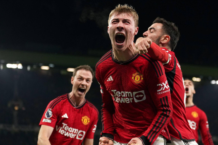 ManU v Aston Villa - Premier League - Old Trafford Manchester United s Rasmus Hojlund celebrates scoring their side s third goal of the game \\ Image credit: Imago