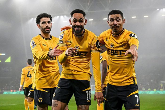 Matheus Cunha celebrating his goal against Manchester United || Image credit: Imago