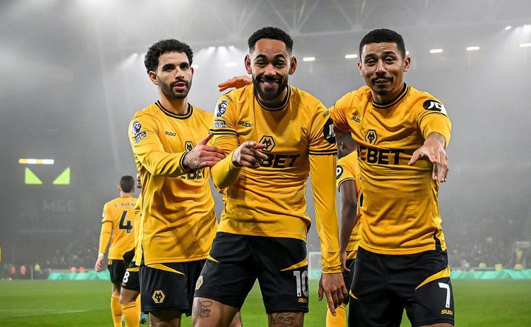 Matheus Cunha celebrating his goal against Manchester United || Image credit: Imago