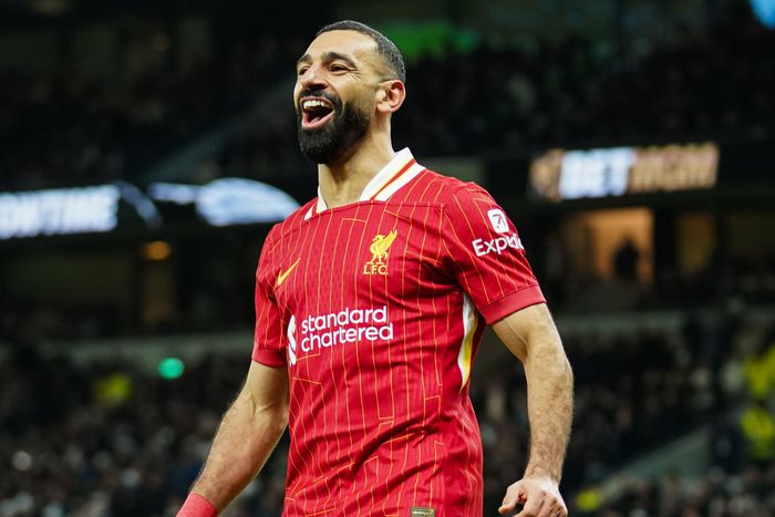 Liverpool star Mohamed Salah celebrates against Leicester City | Imago