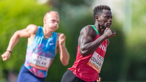 Sprinter Mark Otieno reacts after impressive season opener at third Athletics Kenya meet