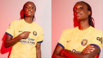 Ifeoma Onumonu: Super Falcons star models Utah Royals Gold and 'Mountain Heir' Blue Kits