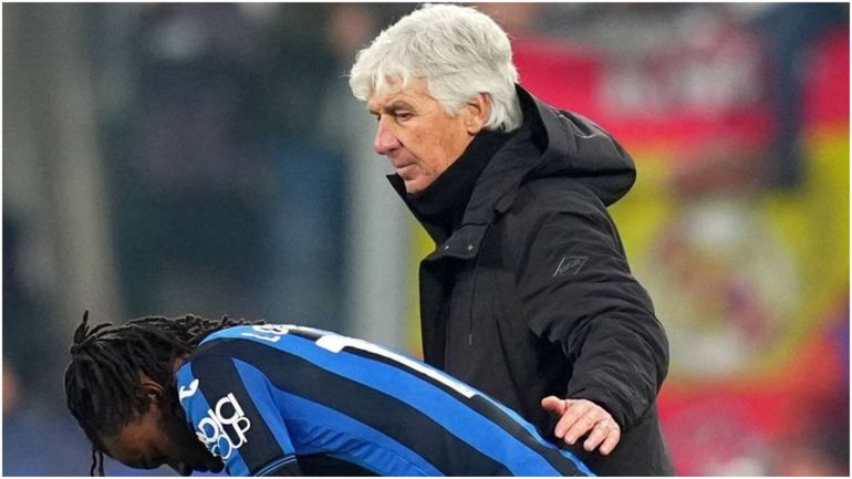 Ademola Lookman and his Atalanta boss Gian Piero Gasperini.