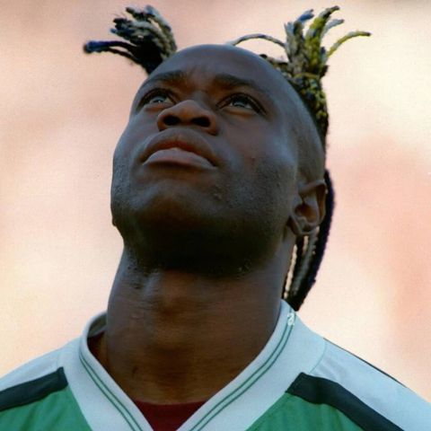 Super Eagles of Nigeria celebrate the tears of legend Taribo West showing his passion at the World Cup.