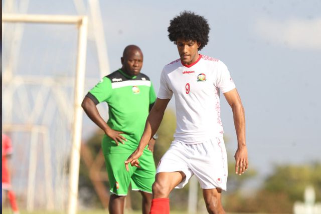 Harambee Stars' Alfred Scriven training at Kasarani ahead of Iran friendly.