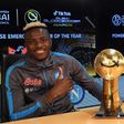 Napoli forward Victor Osimhen at a previous press conference.