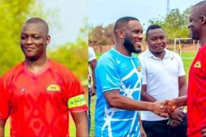 In a charity game, Burkina Faso president teams up with Super Eagles legend Jay-Jay Okocha, Emmanuel Adebayor.