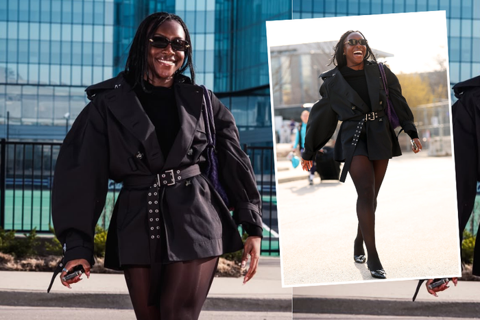 Michelle Alozie lights up social media in dazzling trench coat