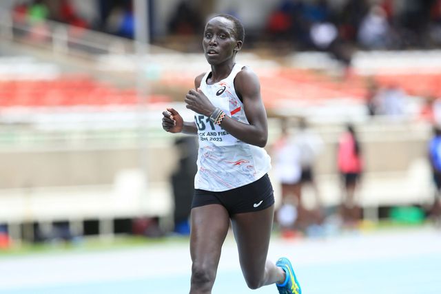 Vicoty Chepngeno wins the 10,000m race at the sixth Athletics Kenya meet.