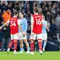 Granit Xhaka and Jack Grealish argue during Manchester City vs Arsenal game.