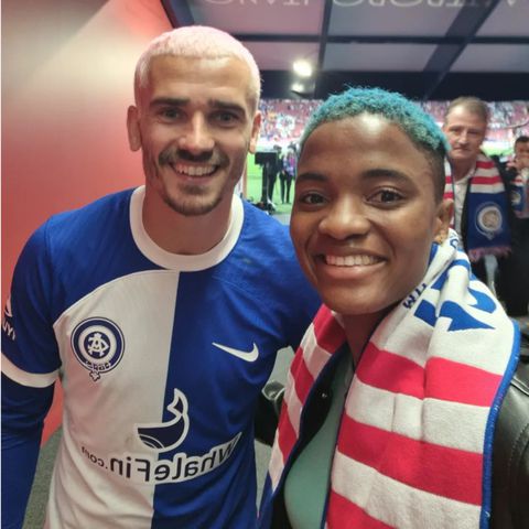 Rasheedat Ajibade teamed up with French forward for Atletico Madrid Antoine Griezmann.