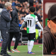 Jurgen Klopp has a heated exchange with Mohamed Salah during the 2-2 draw against West Ham || Image credit: Imago
