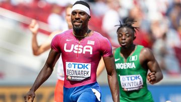 Kenny Bednarek announces race memorabilia giveaway donned during Kip Keino Classic victory