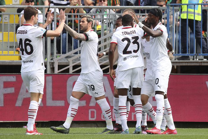 AC Milan s Christian Pulisic celebration goal 0-1 In action during the Serie A enilive soccer match between Venezia and A.C Milan at the Pier Luigi Penzo Stadium, north Est Italy -Sunday , April 27, 2025. - Soccer Copyright: xPaolaxGarbuio Lapressex