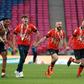 Luton Town celebrate Premier League promotion.