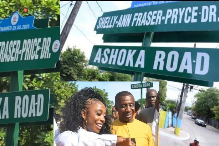 Shelly-Ann Fraser-Pryce had a road sign in her honour misspelt.