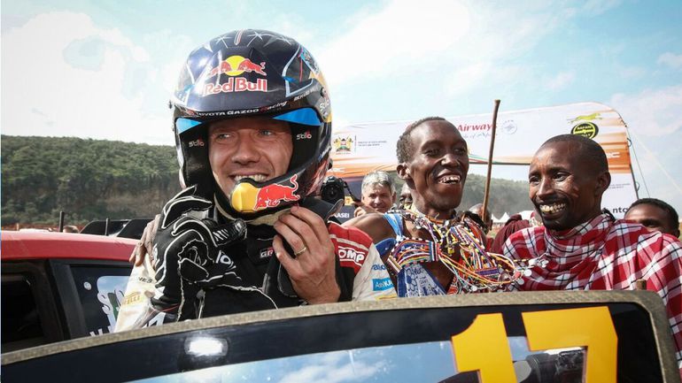 Sebastian Ogier after winning the 2023 Safari Rally.