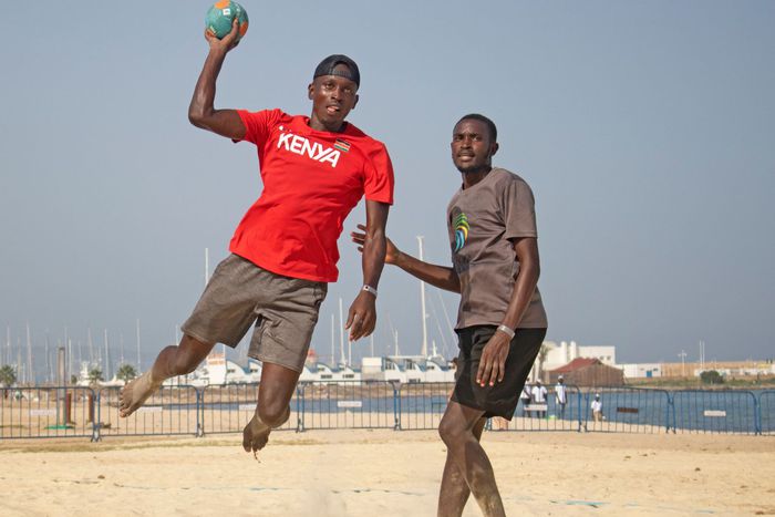 A player in action during training