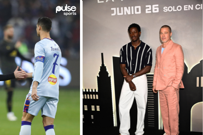 Brad Pitt and Damson Idris discuss football || Image credit: Imago