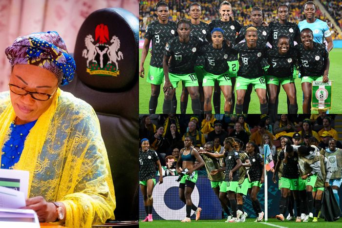Sen Oluremi Tinubu, the First Lady, can be seen in a video online applauding the Super Falcons' triumph over the Australian Matildas.
