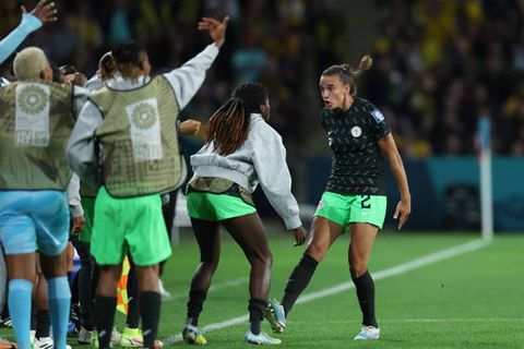 Plumptre and K1 De Ultimate lead Super Falcons celebrations after World Cup victory over Australia