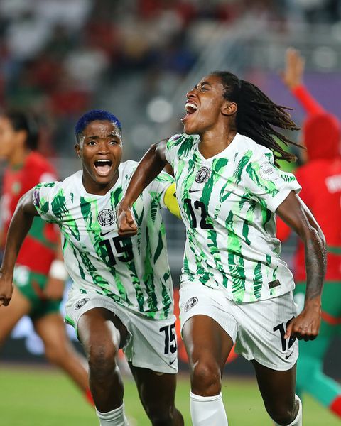 Jennifer Echegini celebrates her historic winner vs Morocco.