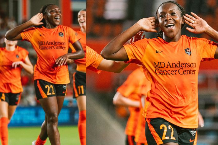 Michelle Alozie unleashed a monster right-footed shot from range to bring Houston Dash into the game. (Image Credit - Twitter/Houston Dash)