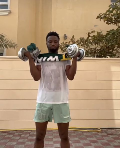 Mikel Obi shows off training physique