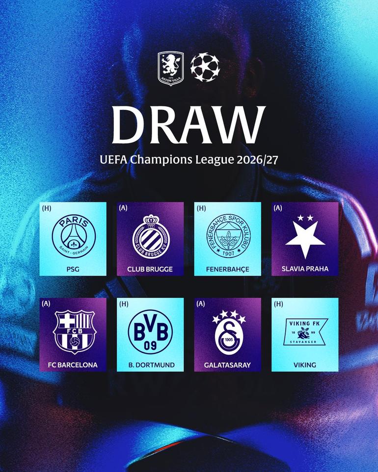Aston Villa's Champions League draw || X
