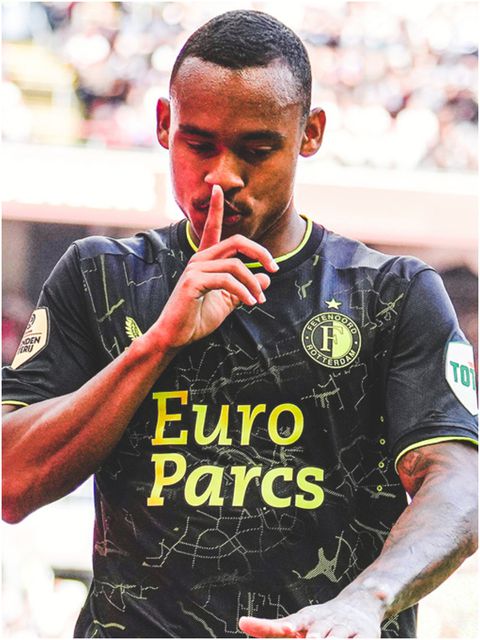 Feyenoord's hero, Santiago Tomas Gimenez, celebrates against Ajax. (Photo Credit: Feyenoord)