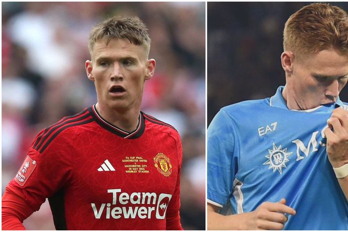 From red to blue: Scott McTominay completes transition by kissing Napoli badge.