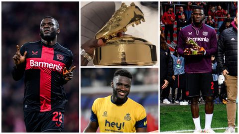 Best in holding konji — Super Eagles' Boniface hilariously reacts to receiving UEL topscorer award