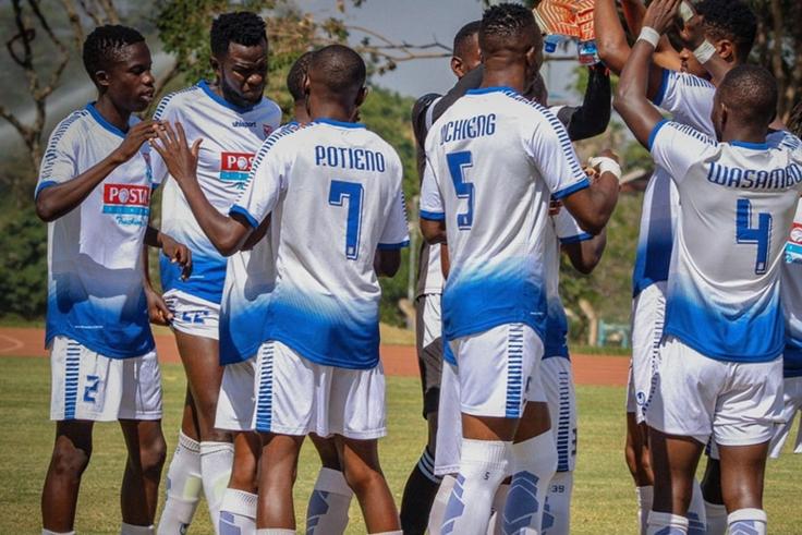 Posta Rangers FC players celebrate a gaol.