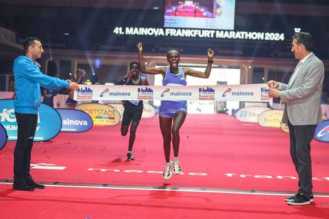 Kenya's Magdalene Masai runs a personal best to claim second place at Frankfurt Marathon