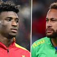 Ghana star Mohammed Kudus and Neymar of Brazil