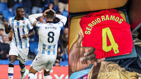 Sergio Ramos sends jersey to congratulate Super Eagles striker Umar Sadiq after wonder goal