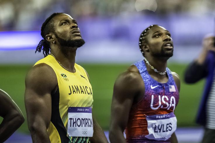 How does Noah Lyles and Kishane Thompson's recent 60m races compare against the all-time greats