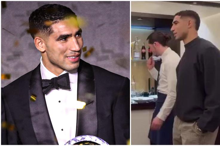 VIDEO: CAF Player of the Year Hakimi spotted with Nigerian Afrobeats superstar in Paris