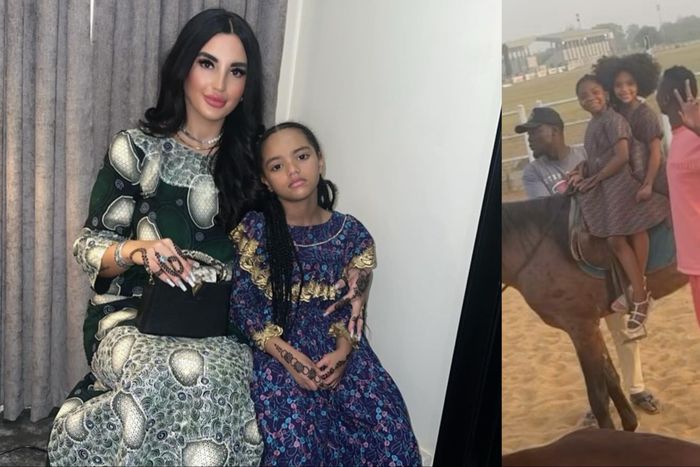 A viral photo of Super Eagles star Umar Sadiq, Judy Memeni and daughter Aisha horse riding in Kaduna goes viral.