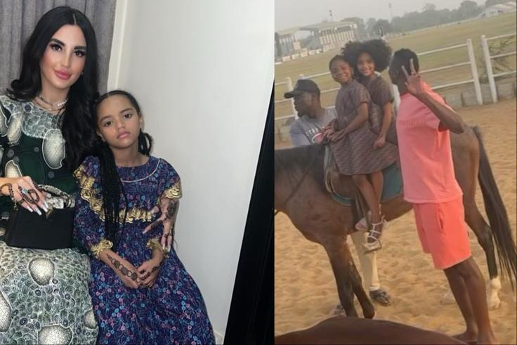 A viral photo of Super Eagles star Umar Sadiq, Judy Memeni and daughter Aisha horse riding in Kaduna goes viral.