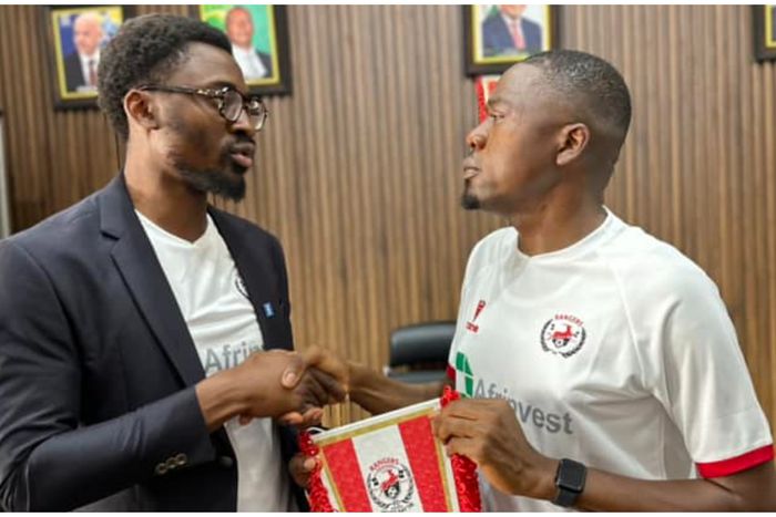 Amobi Ezeaku, Enugu Rangers General Manager, and Okwuluora, the media personality and Rangers fan