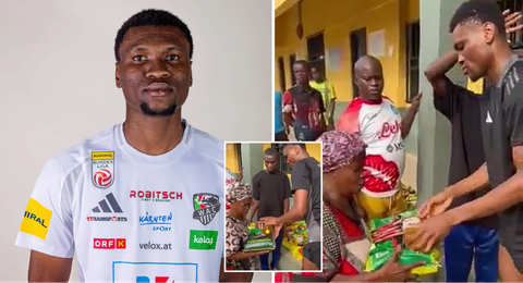 Christmas Doings: Like Osimhen, 21-year-old Nigerian footballer spotted sharing rice to women in Port-Harcourt