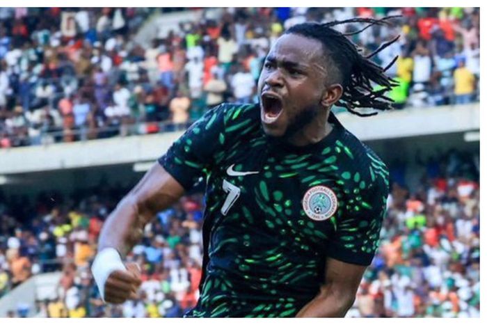 Lookman celebrating his goal for Nigeria || X