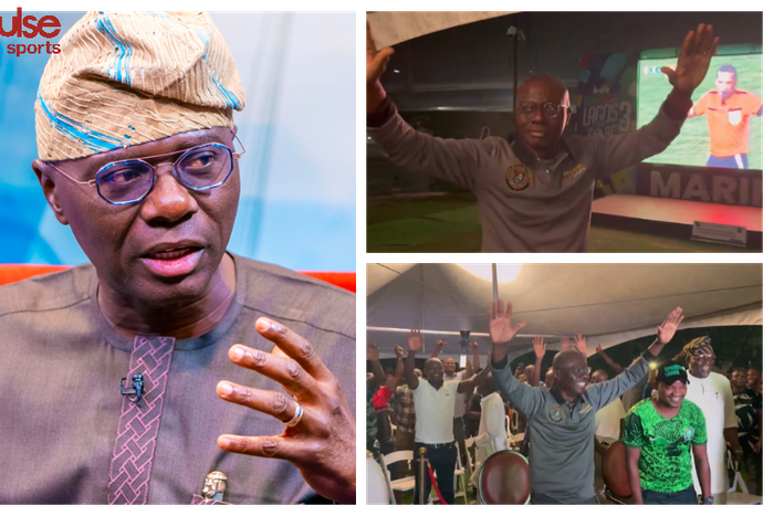 Lagos state governor Jide Sanwolu celebrates Super Eagles