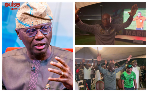 AFCON 2023: Lagos state governor Jide Sanwolu celebrates Super Eagles' win against Cameroon