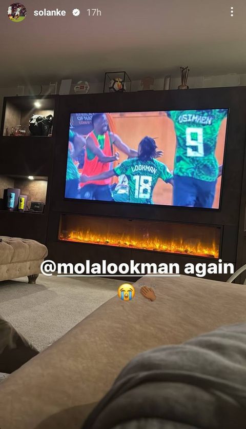 Dominic Solanke reacts to Super Eagle's victory over Cameroon || Image credit: Instagram